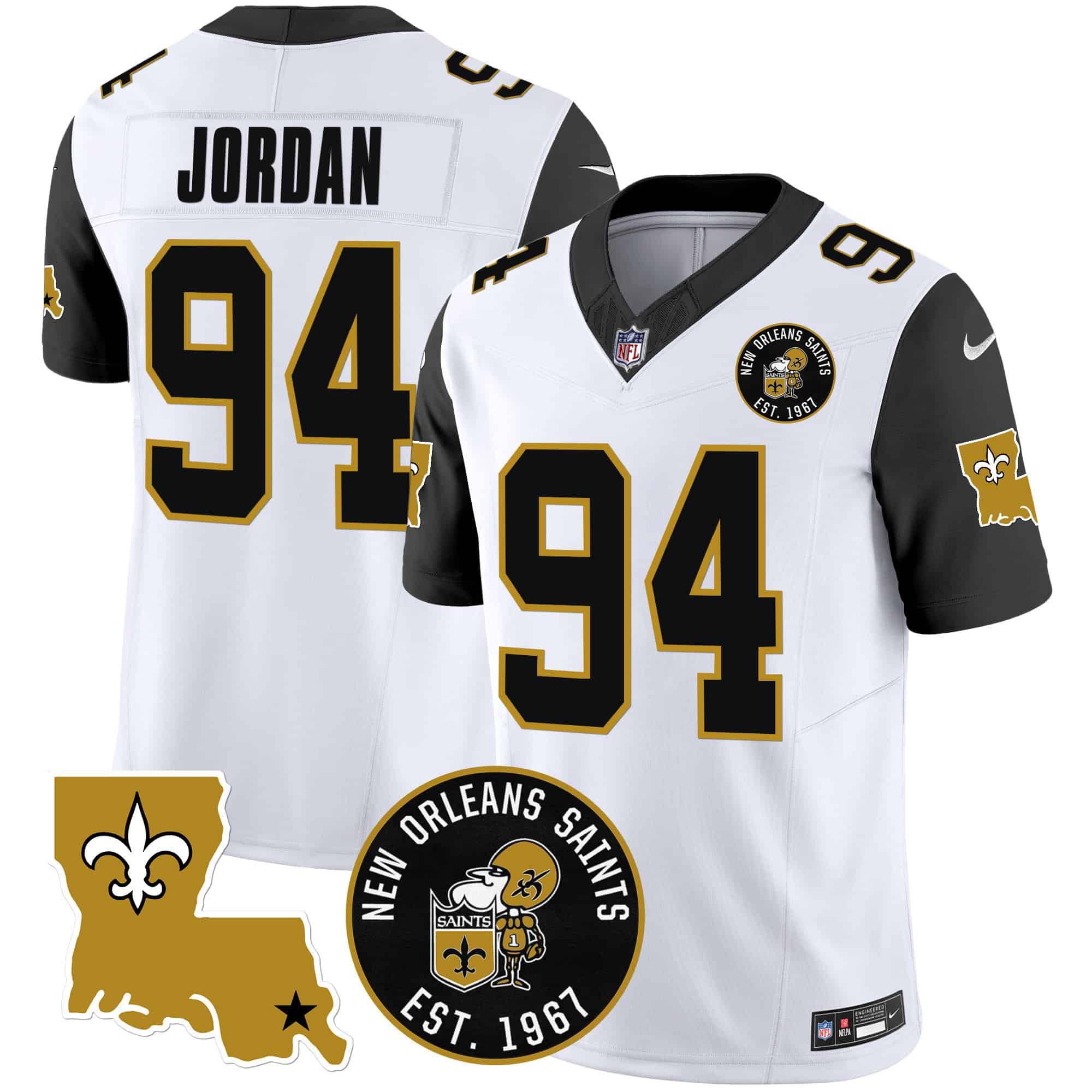 Men New Orleans Saints #94 Jordan White 2024 Nike 1967 Patch Vapor Limited NFL Jersey style 2->indianapolis colts->NFL Jersey